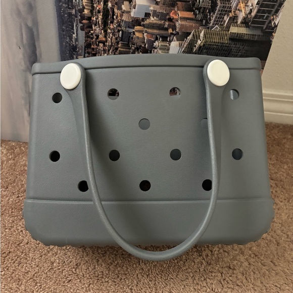 Stylish Gray rubber small Tote Bag - Picture 5 of 6